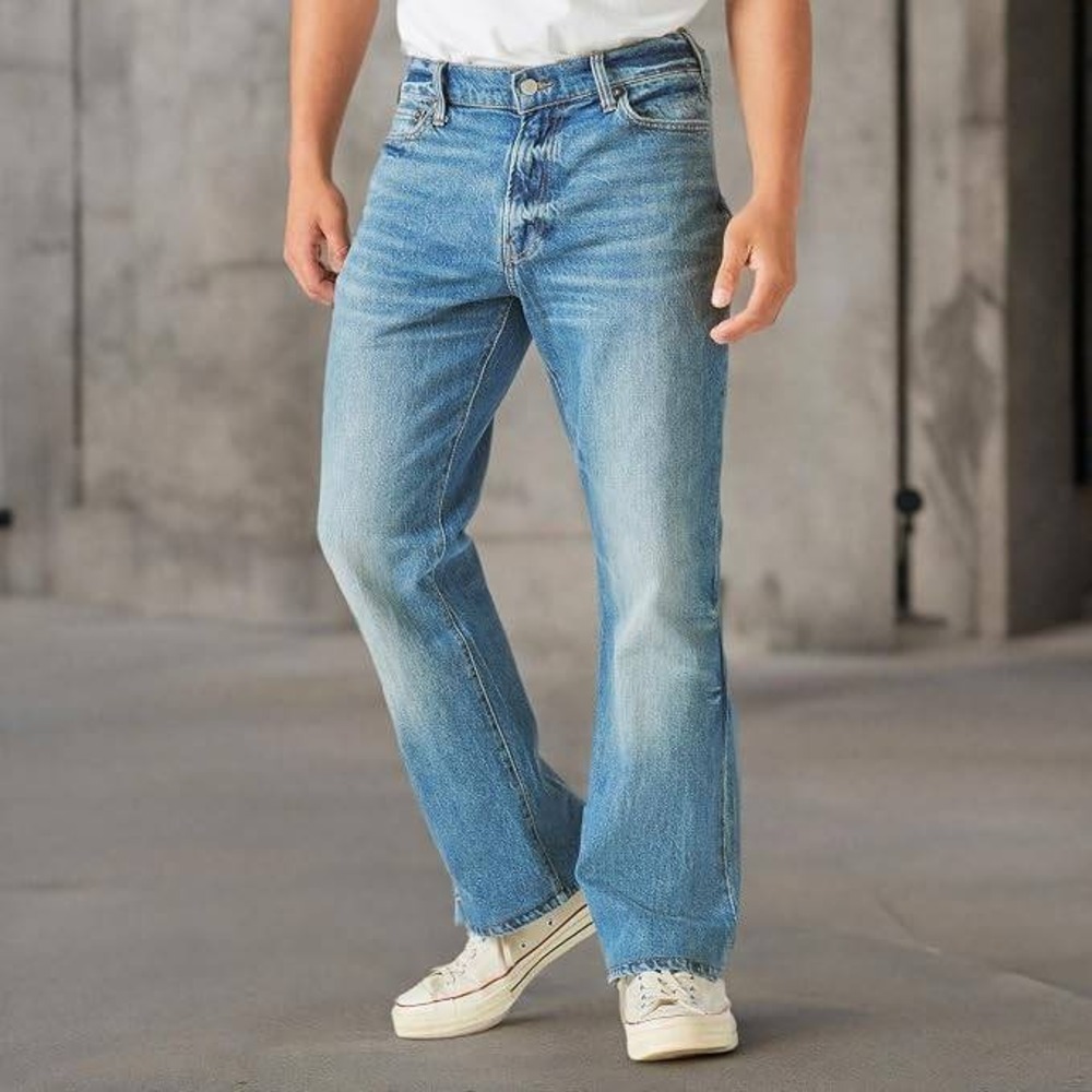 Lucky Brand Easy Rider Boot Cut Jeans Mens Sz 38x34 Light Wash Blue Distressed